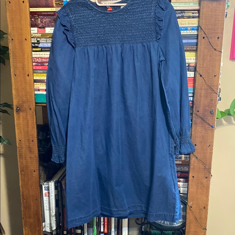 Madewell Blue Smocked dress with Puff Sleeves